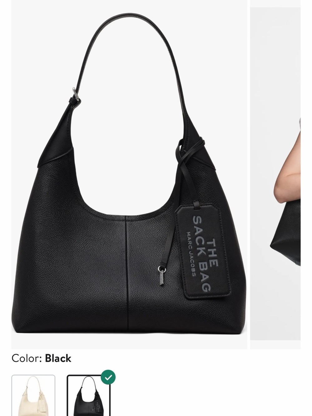 Marc Jacobs Black Pebbled Leather Hobo with Branded Tag